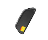 Black motorcycle fender with a yellow warning label on a white background